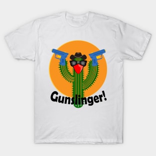 Gunslinger Cactus Design, with black lettering T-Shirt